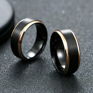 New Style Jewelry Matte Brushed Wedding Band Rose Gold Plated Beveled Edge Tungsten Wedding Ring For Men