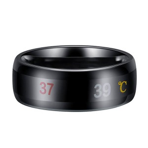 Men’s 8mm Black Temperature Measurement Tungsten Carbide Ring Personality Band Polished Comfort Fit