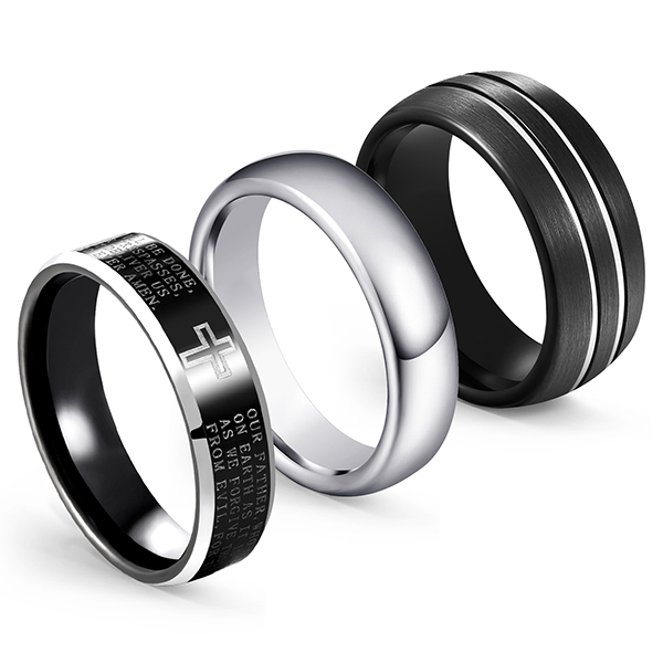 factory Outlets for Male Wedding Bands - Discount Combination 3pcs/set Classic Tungsten Steel Ring Black Matte – Ouyuan