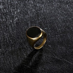 18K Gold Plated Rings for Men Stainless Steel Vintage Biker Signet