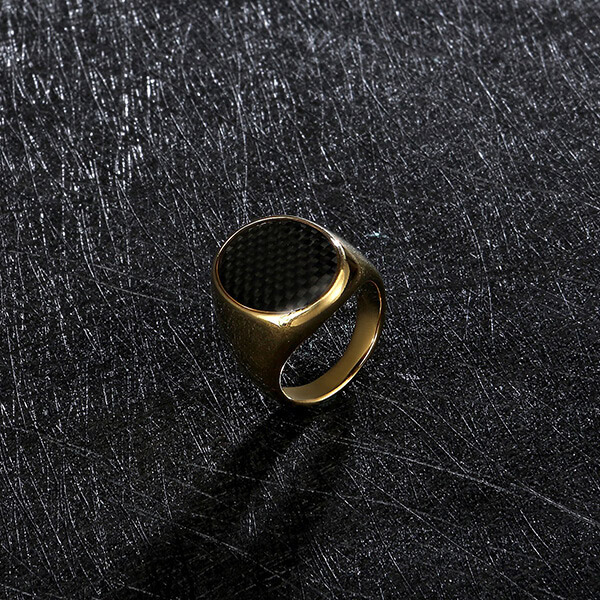 Factory Cheap Hot Tungsten Carbide Ring Kopen - 18K Gold Plated Rings for Men Stainless Steel Vintage Biker Signet – Ouyuan detail pictures