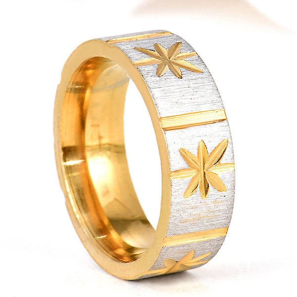 Big Discount Tungsten Carbide Ring Blue And Black - New Design Matte and High Polish Gold Jewelry Batch Flower Ring – Ouyuan