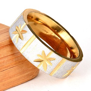 New Design Matte and High Polish Gold Jewelry Batch Flower Ring