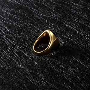 18K Gold Plated Rings for Men Stainless Steel Vintage Biker Signet