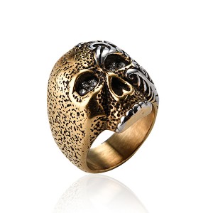 Stainless Steel Rings for Men Women Black Skull Head Rings