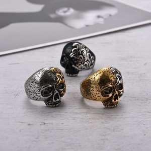 Stainless Steel Rings for Men Women Black Skull Head Rings