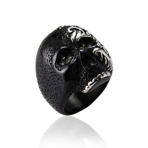 Stainless Steel Rings for Men Women Black Skull Head Rings