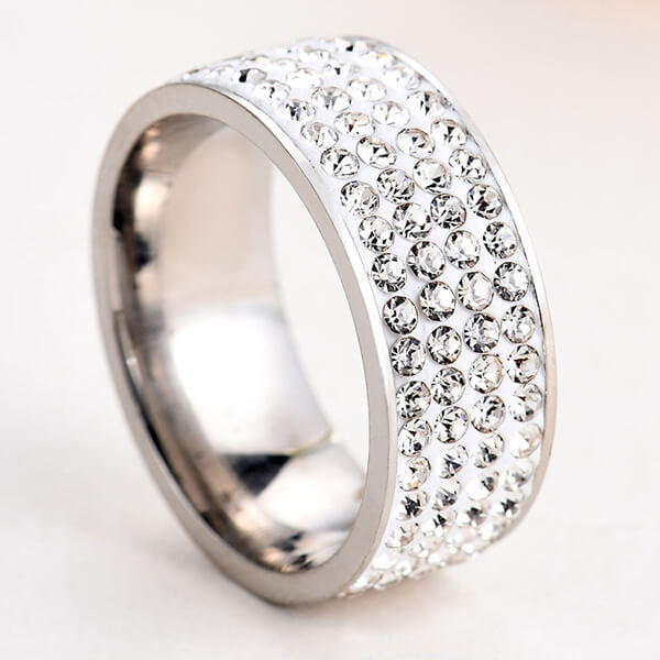 Popular Design for Tungsten Carbide Rings Engraving - Shiny Full Diamond Ring Cubic Zirconia Rings CZ Diamond Multi Row Ring – Ouyuan