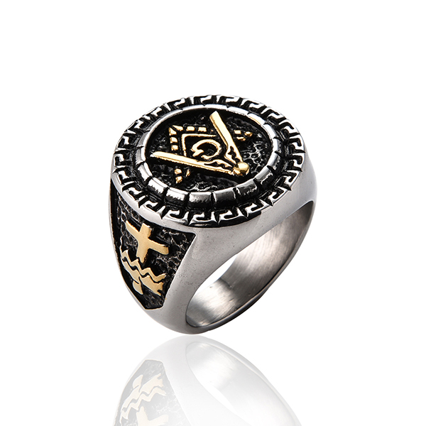 Retro Vintage Stainless Steel Masonic Master Freemason Biker Ring Featured Image