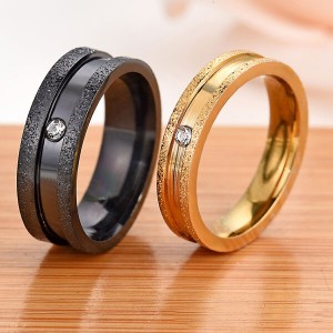 Frosted Diamond High Polished Stainless Steel Ring for Couple