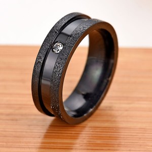 Factory Price For Tungsten Ring Size 14 - Frosted Diamond High Polished Stainless Steel Ring for Couple – Ouyuan