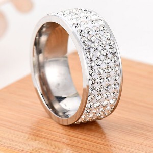 Shiny Full Diamond Ring Cubic Zirconia Rings CZ Diamond Multi Row Ring