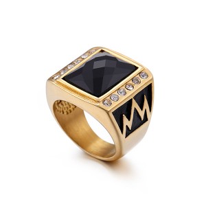 Trendy Fashion Retro Plating Gold Silver Inlaid Zircon Stainless Steel Ring