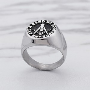 Retro Personality European and American Retro Freemason Stainless Steel Ring