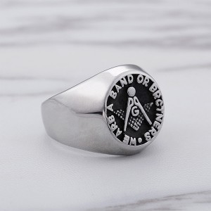 Retro Personality European and American Retro Freemason Stainless Steel Ring