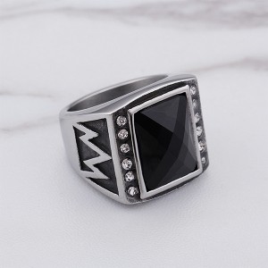 Trendy Fashion Retro Plating Gold Silver Inlaid Zircon Stainless Steel Ring