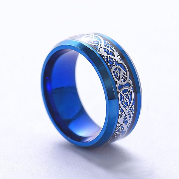 Wholesale Black Tungsten Ring With Blue Inlay - Custom Men’s 6MM 8MM Stainless Steel Celtic Dragon Rings  – Ouyuan