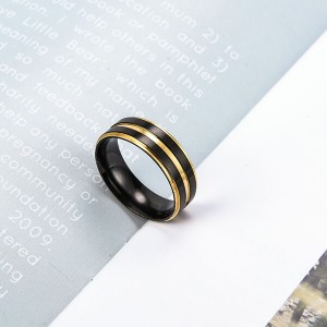 8MM Brushed Matte Stainless Steel Ring Gold Thin Groove Comfort Fit Wedding Band for Men