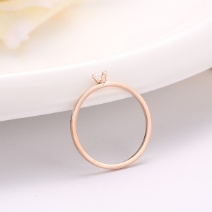Single Diamond Tail Ring Rose Gold Six Prong Diamond Ring Titanium Steel Ring