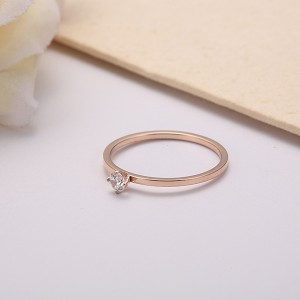 Single Diamond Tail Ring Rose Gold Six Prong Diamond Ring Titanium Steel Ring