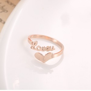 Fashion Letter Ring Titanium Steel Vacuum Plated Rose Gold Love Rings