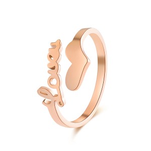 Fashion Letter Ring Titanium Steel Vacuum Plated Rose Gold Love Rings