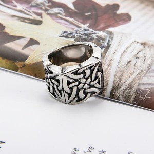 Celtic Knot Cross Religious Oxidized Vintage Antique Ring for Women Men Unisex