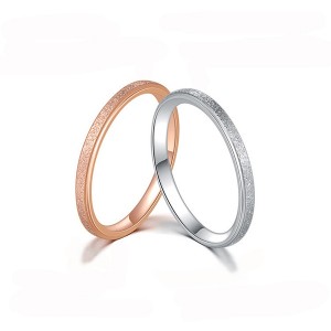 Fine Frosted Simple Stainless Steel Tail Ring for Wedding Party Couple