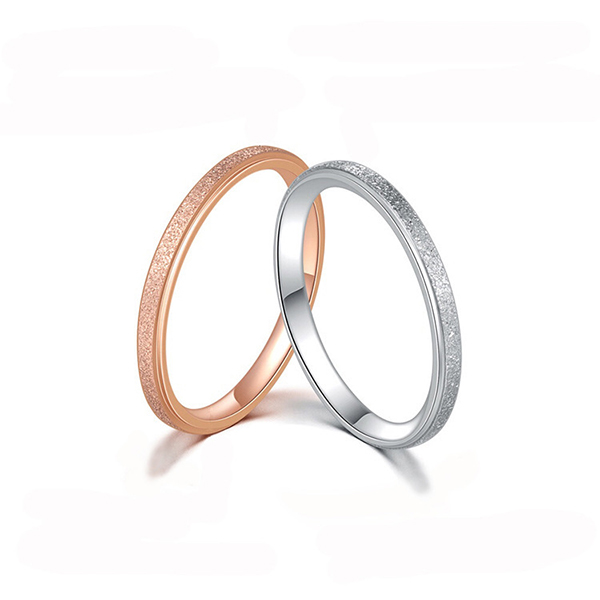 Factory Supply Tungsten Ring Rose Gold And Black - Fine Frosted Simple Stainless Steel Tail Ring for Wedding Party Couple – Ouyuan