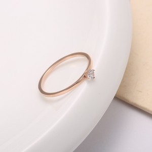 Single Diamond Tail Ring Rose Gold Six Prong Diamond Ring Titanium Steel Ring