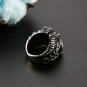 Men’s Stainless Steel Gothic Biker Dragon Eye Vintage Black Gem Silver Black Skulls Punk Rings