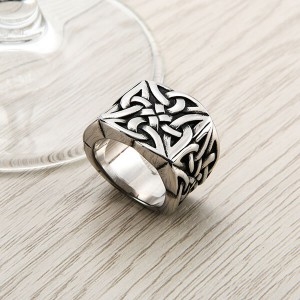 Celtic Knot Cross Religious Oxidized Vintage Antique Ring for Women Men Unisex