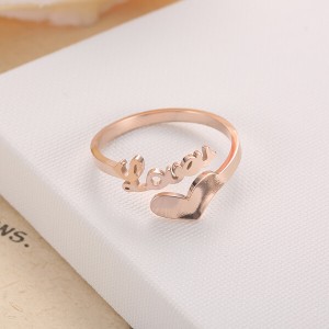 Fashion Letter Ring Titanium Steel Vacuum Plated Rose Gold Love Rings