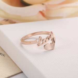 Fashion Letter Ring Titanium Steel Vacuum Plated Rose Gold Love Rings