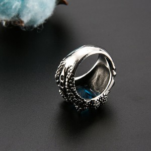 Men’s Stainless Steel Gothic Biker Dragon Eye Vintage Black Gem Silver Black Skulls Punk Rings