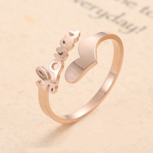 Fashion Letter Ring Titanium Steel Vacuum Plated Rose Gold Love Rings