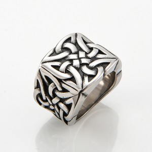 Celtic Knot Cross Religious Oxidized Vintage Antique Ring for Women Men Unisex