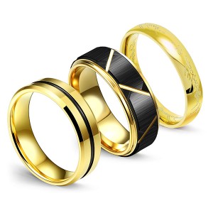 Men’s Wedding Bands Black Matte Black Grooved Center and Advanced Lord of the Rings