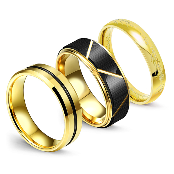 China Gold Supplier for Flag Wedding Rings - Men’s Wedding Bands Black Matte Black Grooved Center and Advanced Lord of the Rings – Ouyuan