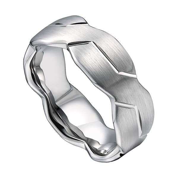Lowest Price for Tungsten Ring Amazon - 8mm Mens Black/Silver Tungsten Carbide Ring Brushed Infinity Knot Pattern Wedding Band High Polished – Ouyuan detail pictures