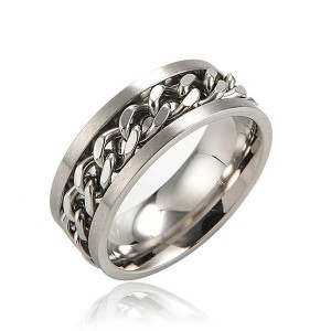 8MM Stainless Steel Rings for Men Engagement Wedding Band Chain Ring