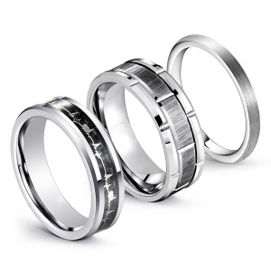 Heart Drawing Combination Personalized Tungsten Steel Rings for Men