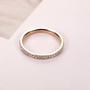 Temperament Korean Full Zircon Titanium Steel Ring for Sale