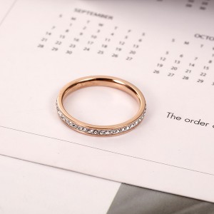 Temperament Korean Full Zircon Titanium Steel Ring for Sale