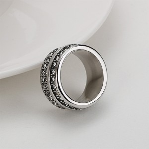 Three-Row Diamond 316 Stainless Steel Unisex Ring Vintage Ring