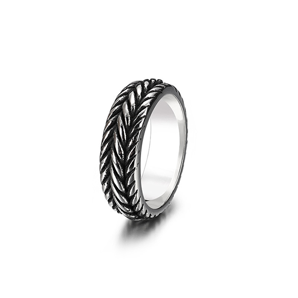 Best Price on Tungsten Diamond Rings For Men - Personalized Fashion Punk Twist Chain Titanium Steel Ring – Ouyuan