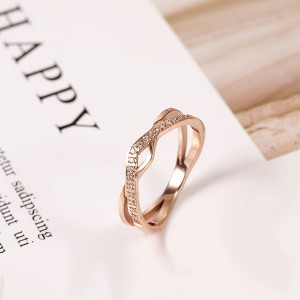 Factory Price Mens Wedding Bands Rose Gold And Black - Temperament Style Rose Gold Titanium Steel Ring with Zircon – Ouyuan