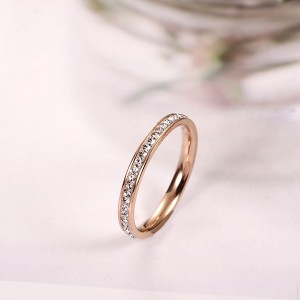 Temperament Korean Full Zircon Titanium Steel Ring for Sale