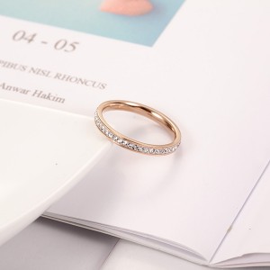 Temperament Korean Full Zircon Titanium Steel Ring for Sale