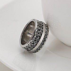 Three-Row Diamond 316 Stainless Steel Unisex Ring Vintage Ring